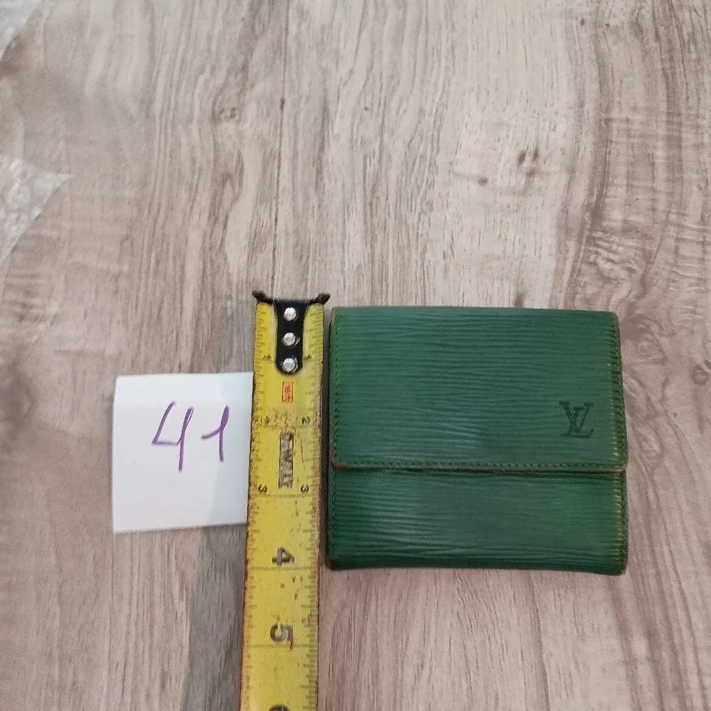 Authentic Louis Vuitton Green Epi Leather LV Embossed Logo Trifold Wallet